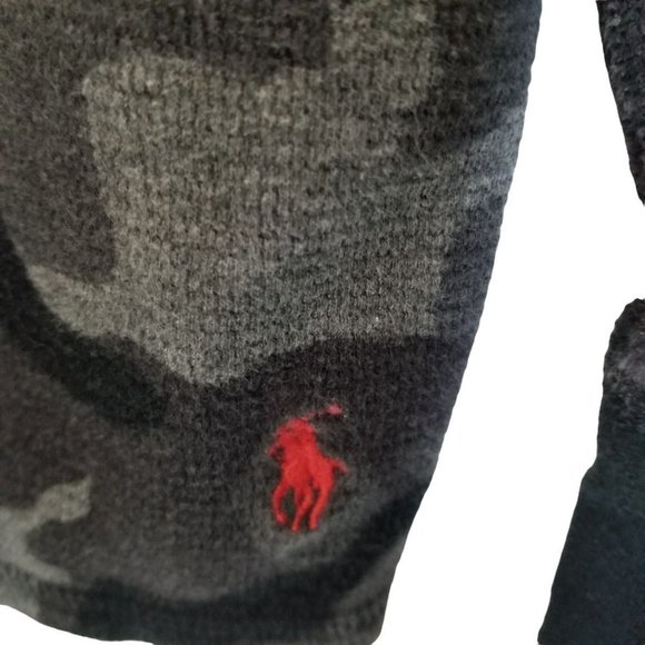 Polo Ralph Lauren Mens M Gray Camo Long Sleeve 1/4 - Picture 4 of 8